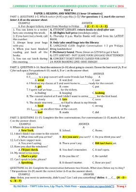 Đề luyện thi B1, 2 - Đề 4 - Đỗ Bình (Kèm đáp án)